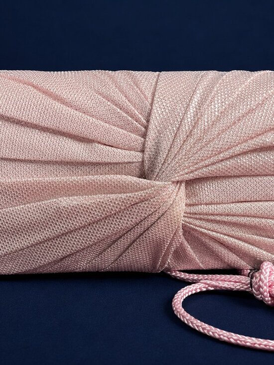 Harvé Benard Handbags - Harvé Benard Blush Pink Evening Clutch Purse NWT | Satin Pleated Knot Front Form